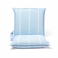 Side angle of a compact folding blue seat ideal for relaxing outdoors