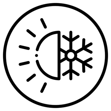 Icon showing sun and snow to represent year-round versatility