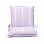 Front look at purple beach chair with minimalist stripe design