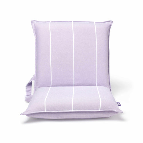 Front look at purple beach chair with minimalist stripe design
