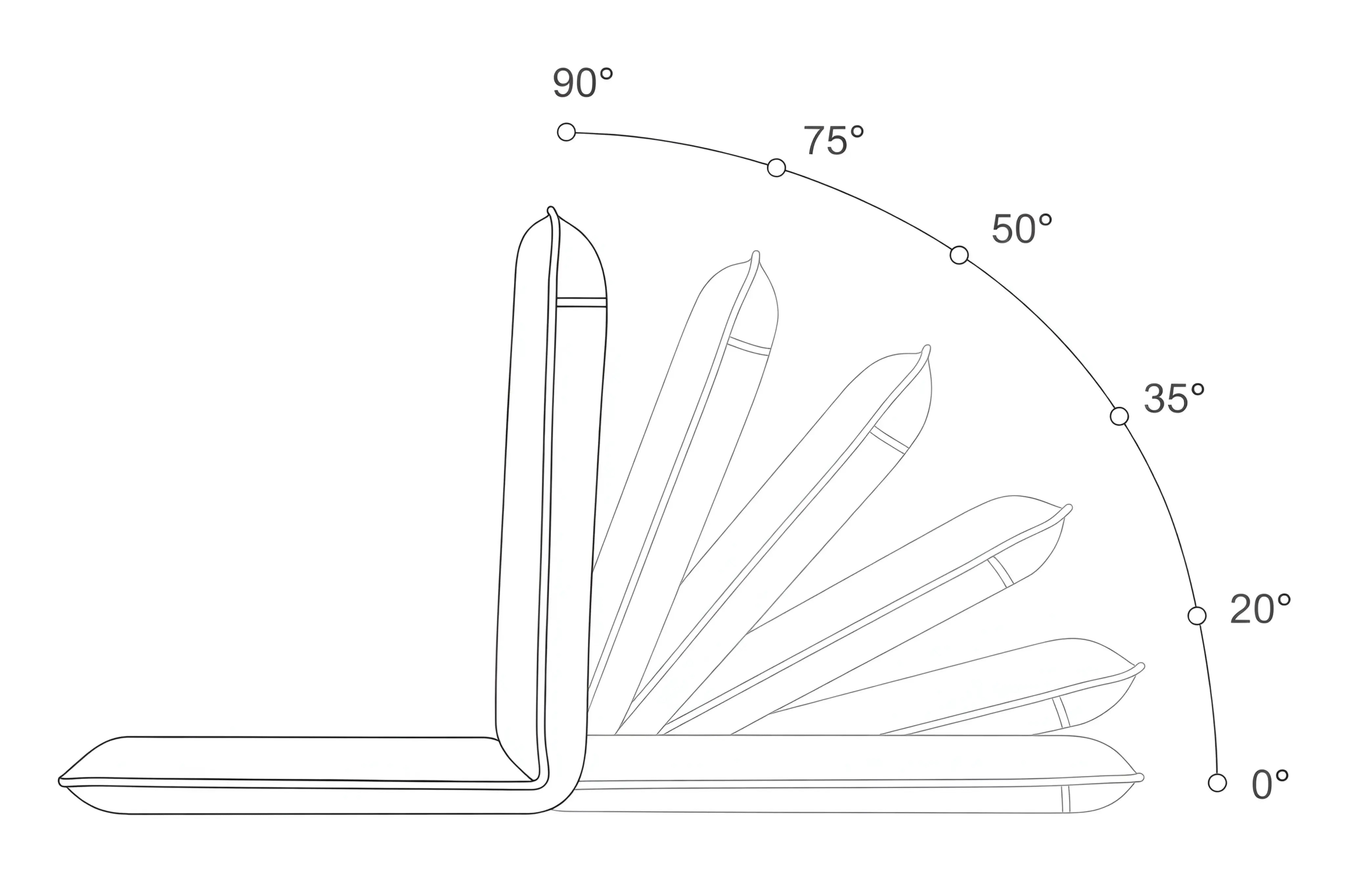 Illustration of the La Chaise portable reclining lounger adjusting through 6 positions